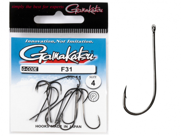 Крючки Gamakatsu  F31  №6 New Label Hooks Black (уп.11шт)